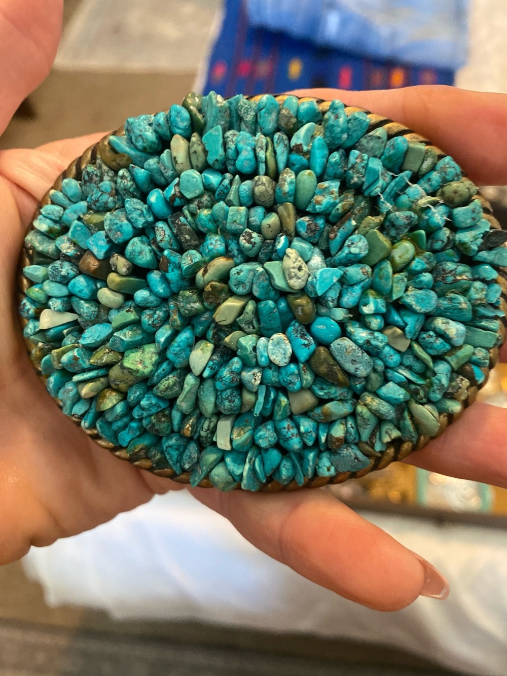 Real Turquoise Stones Belt Buckle Oval